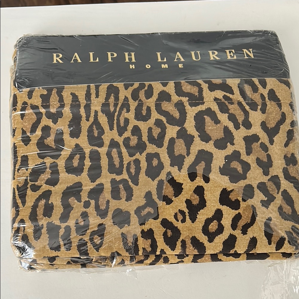 Ralph Lauren Home Animal Print Cheetah Leopard Flat Sheet Aragon Neutral